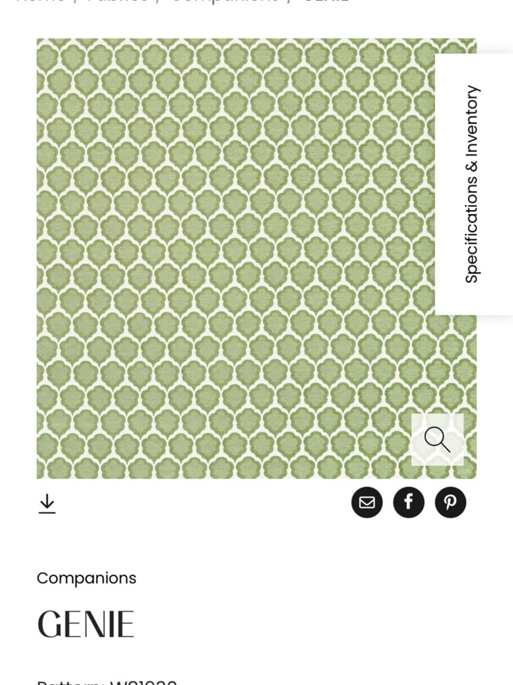 Two Yards Thibaut Genie Fabric in Fern
